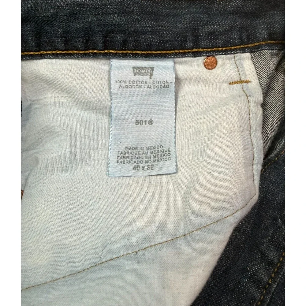 Levis Jeans Mens Size 40x32 Actual 35x31Blue Denim 501 Button Fly Straight Leg
